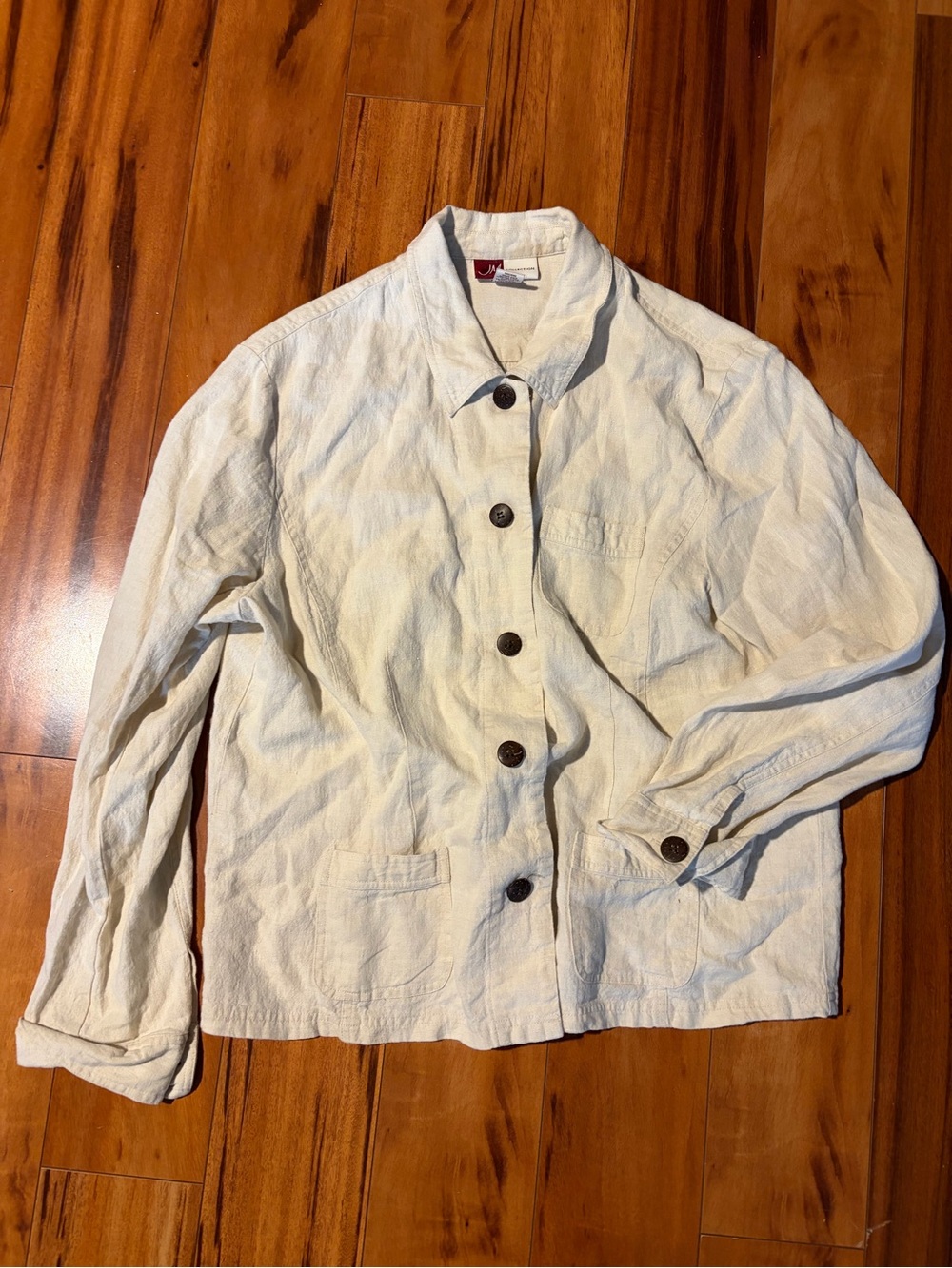 JM Collection Cream Button-Front Blazer Jacket